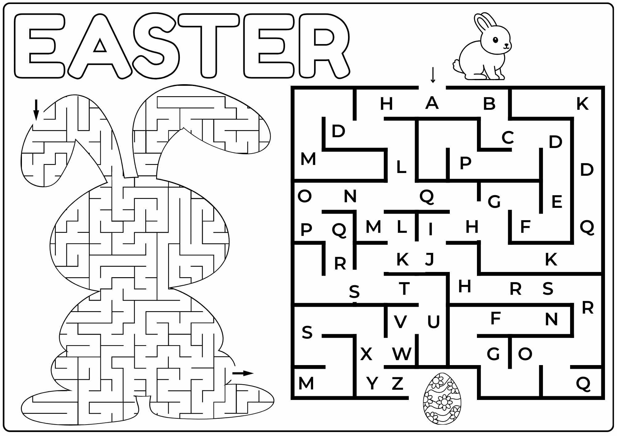 Easter Bunny Maze Follow The ABCs U0026 Find The Basket Free PDF 