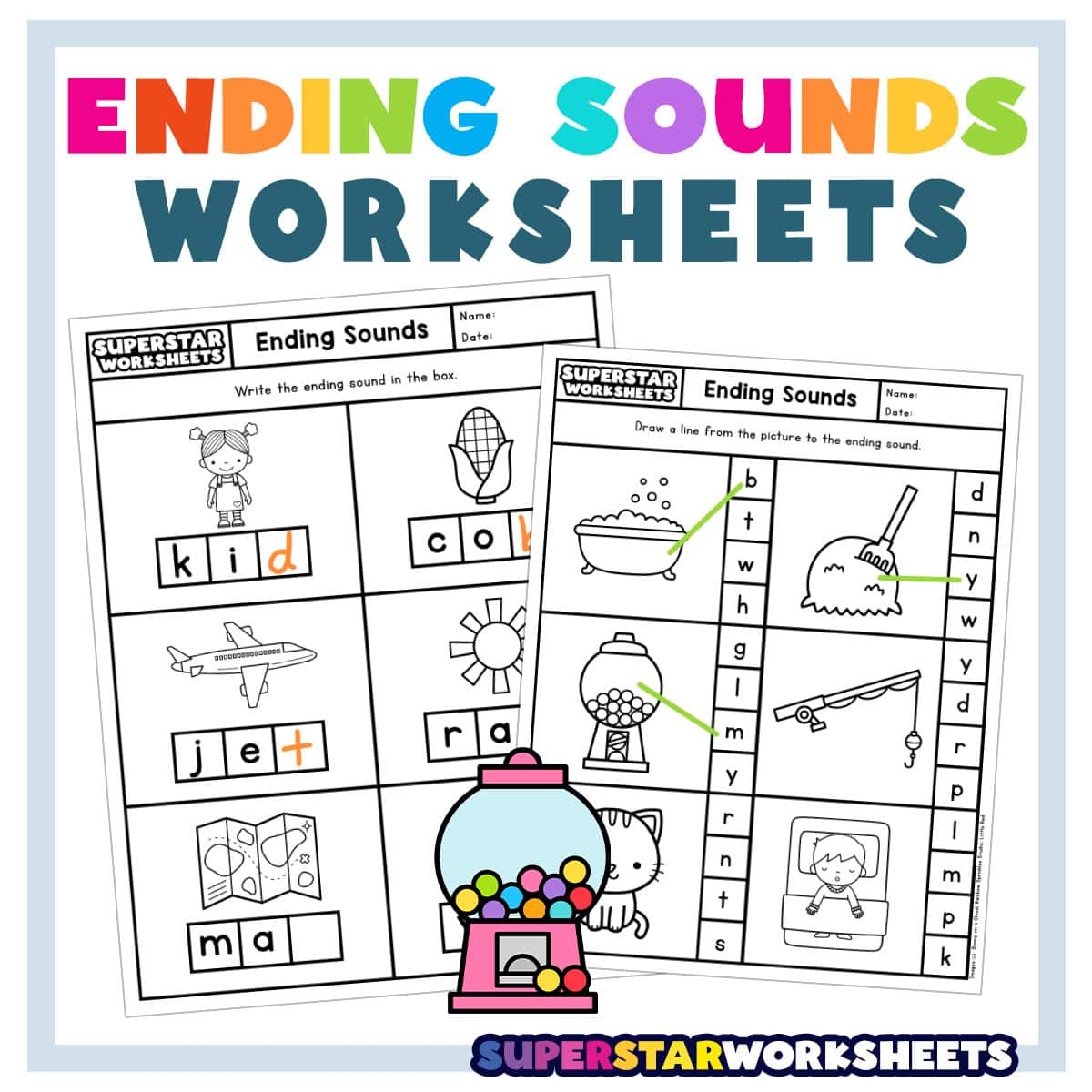 Ending Sounds Worksheets Superstar Worksheets