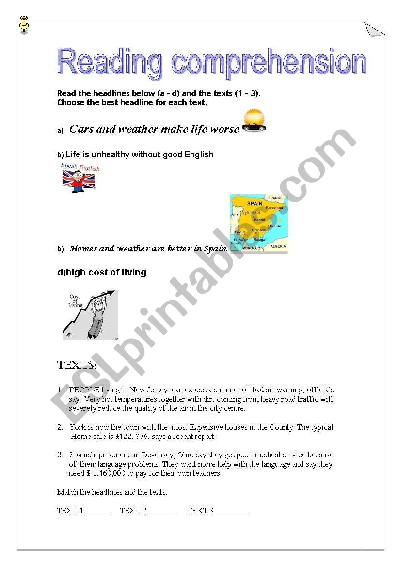 Reading Comprehension Worksheets A1