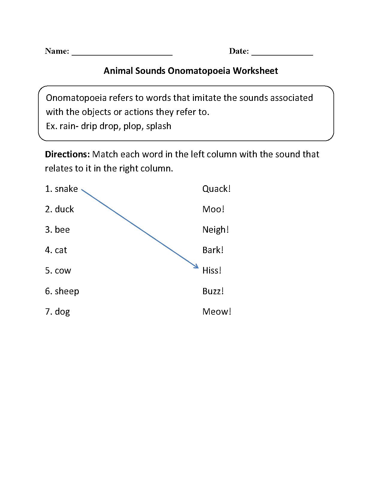 Englishlinx Onomatopoeia Worksheets