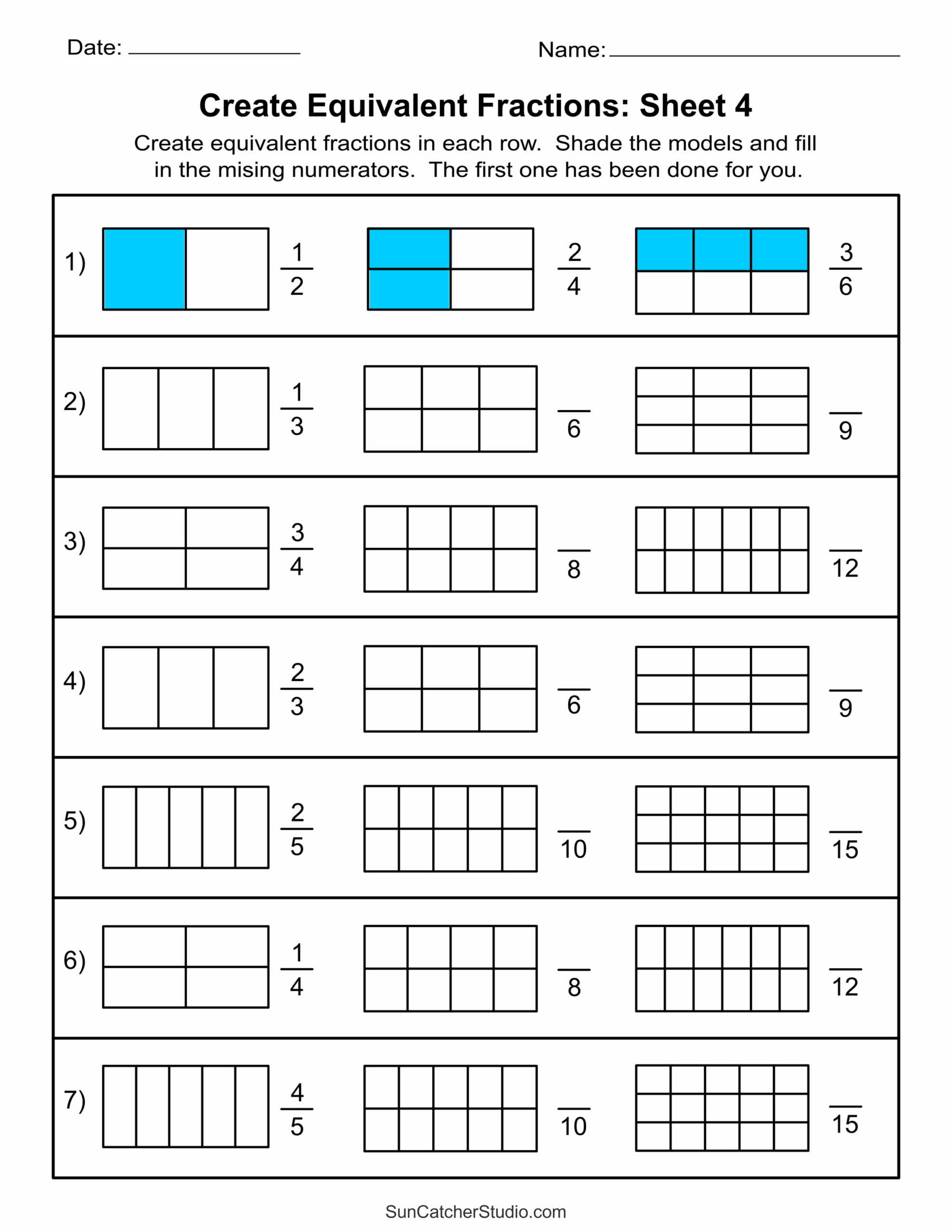 Free Printable Third Grade Fraction Worksheets