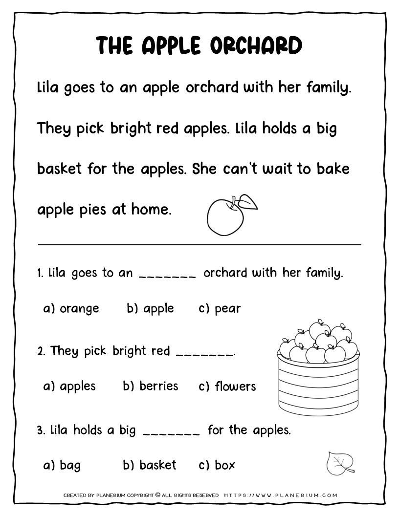 Autumn Reading Comprehension Worksheets