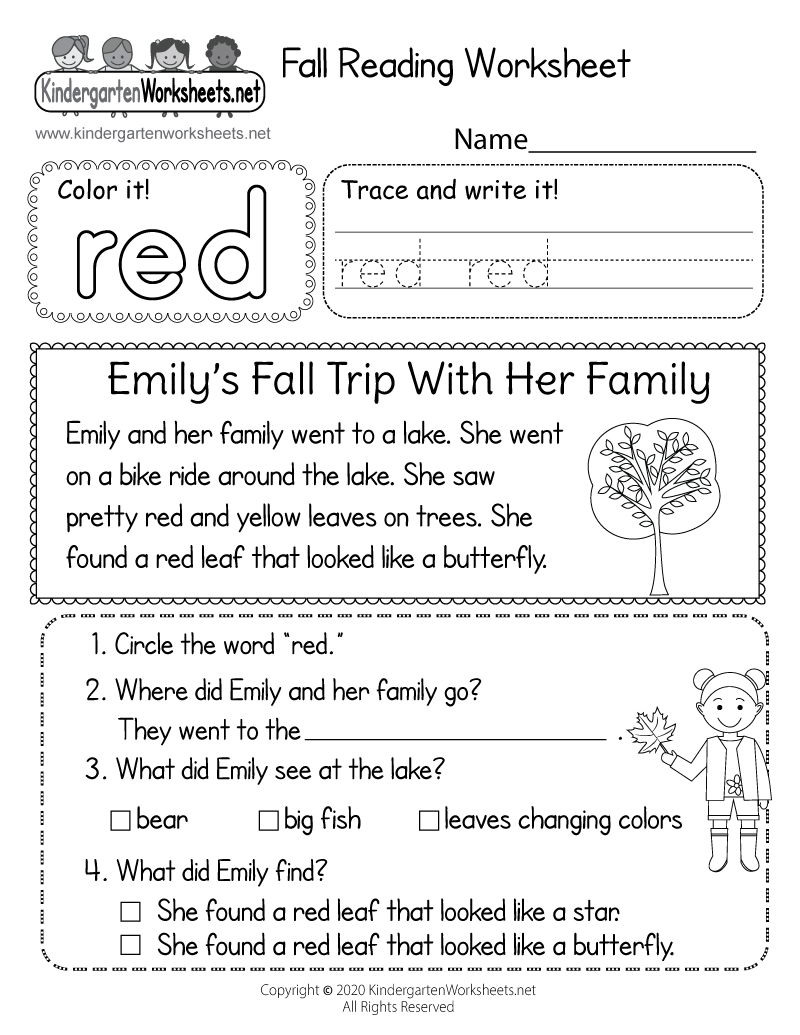 Fall Reading Worksheet Free Printable Digital U0026 PDF Worksheets Library