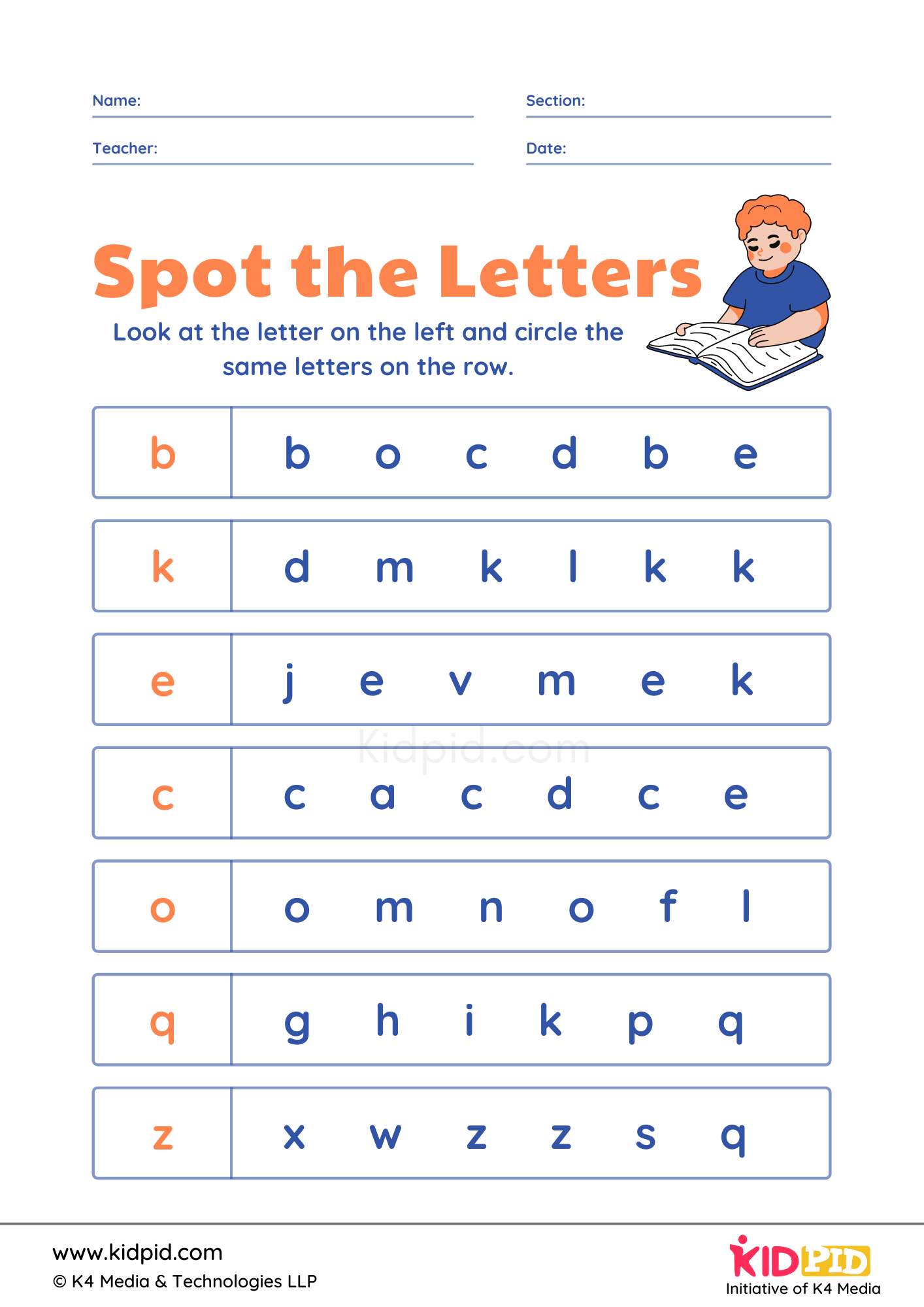 Finding Letters Printable Worksheet For Preschoolers Kidpid Finding Letters Printable Worksheet For Preschoolers Kidpid