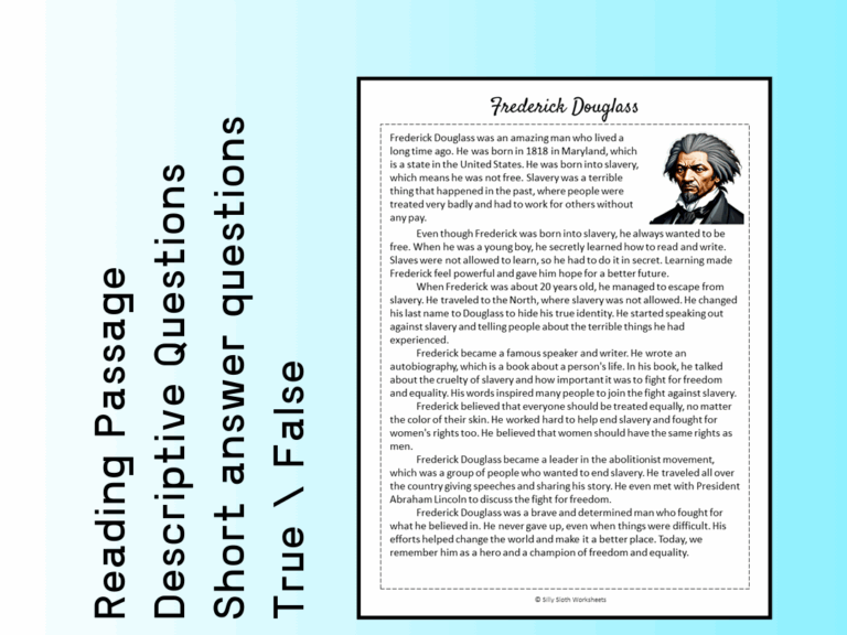 Frederick Douglass Biography Reading Comprehension Passage 
