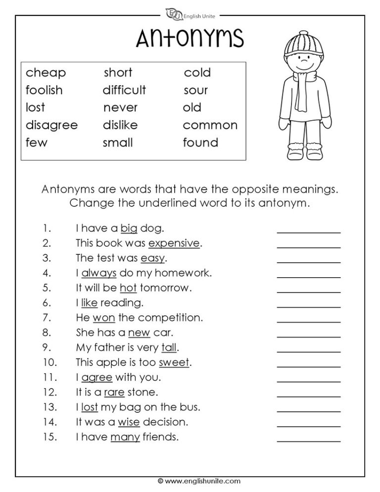 Free Antonyms Printable Worksheet Download Free Antonyms Printable Worksheet Png Images Free Worksheets On Clipart Library