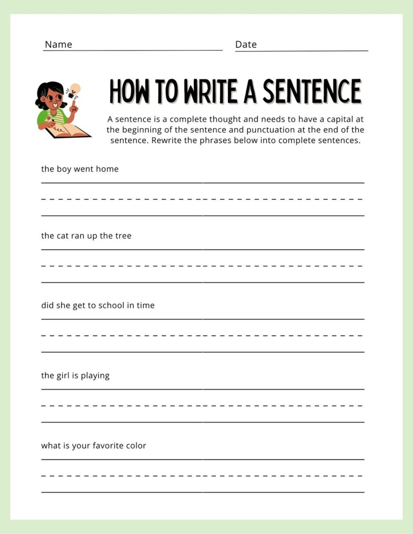 Free Custom 1st Grade Writing Worksheet Templates Canva