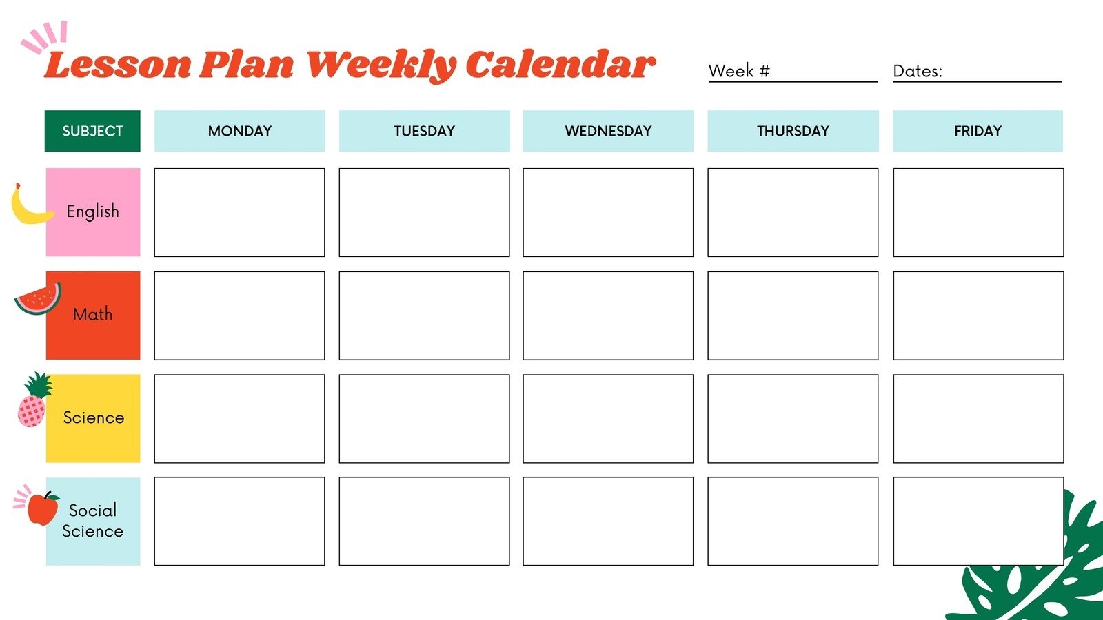 Blank Free Printable Preschool Calendar Template