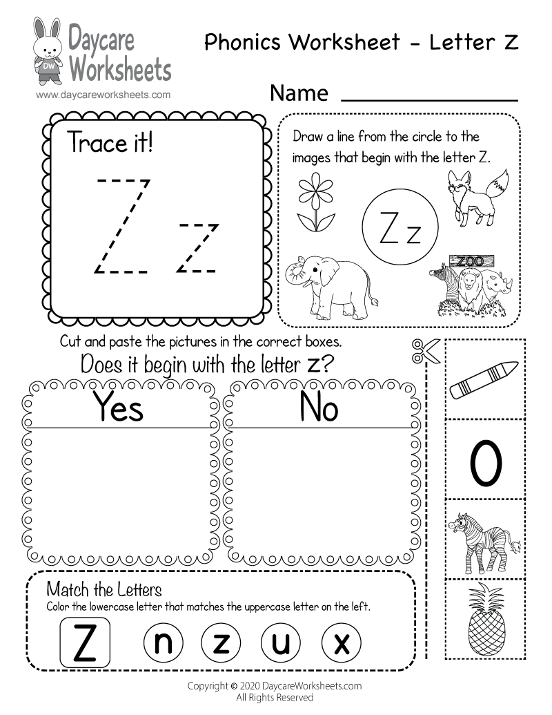 Free Printable Zoo Phonics Worksheets