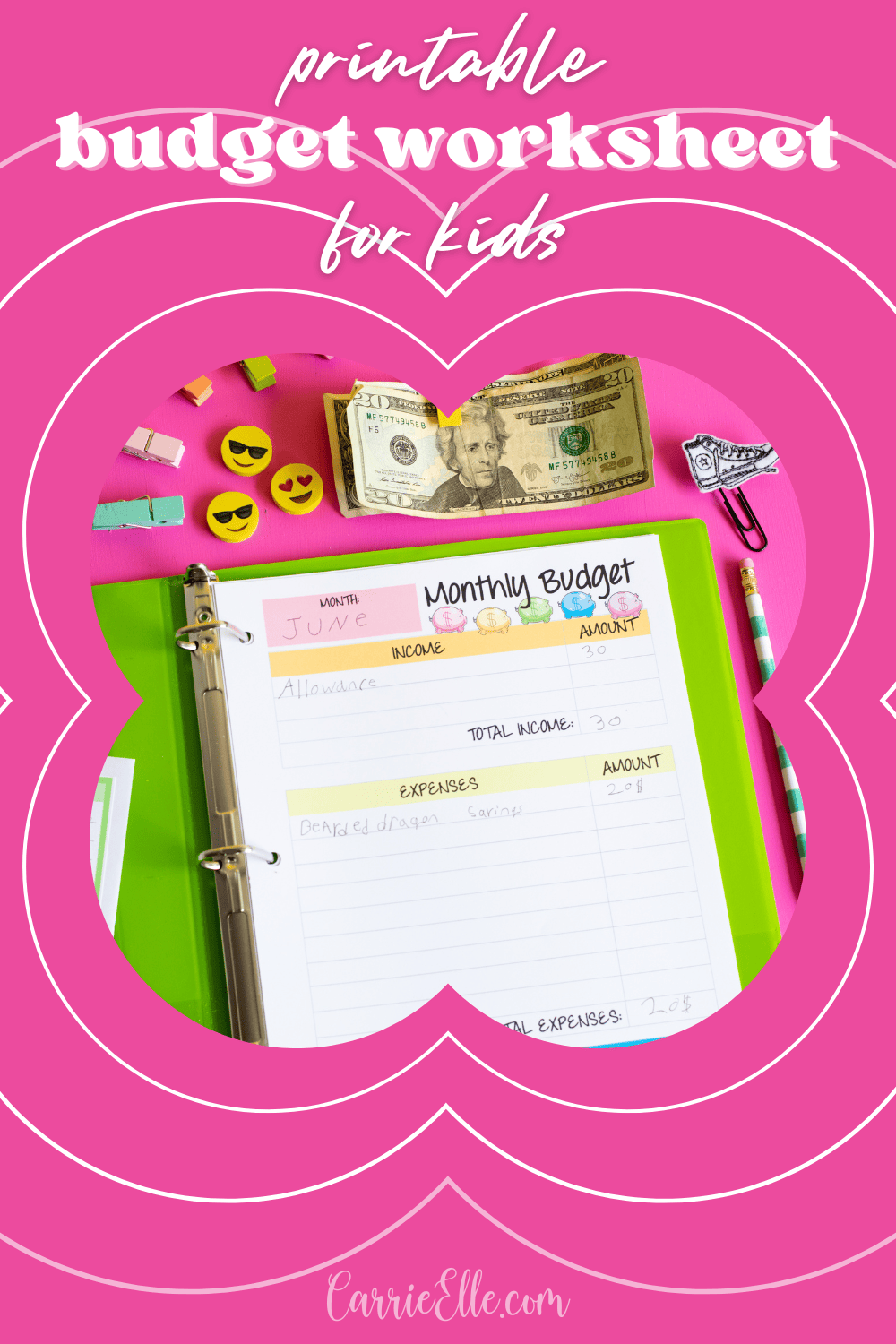 Free Monthly Budget Printable For Kids Carrie Elle Free Monthly Budget Printable For Kids Carrie Elle