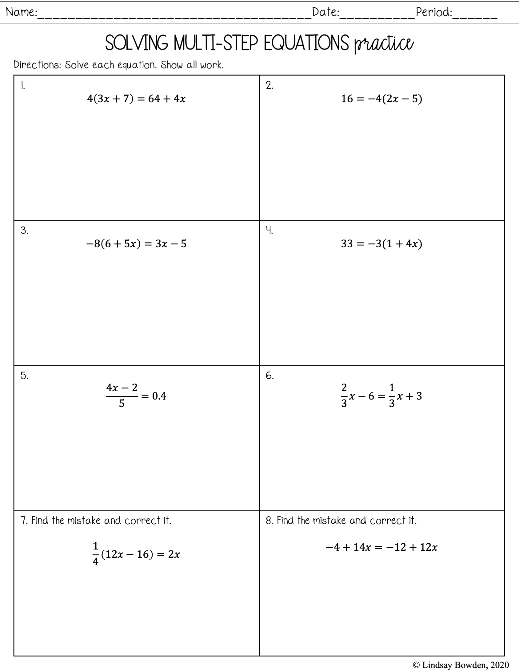 Free Multiple Step Equations Worksheet Download Free Multiple Step Equations Worksheet Png Images Free Worksheets On Clipart Library