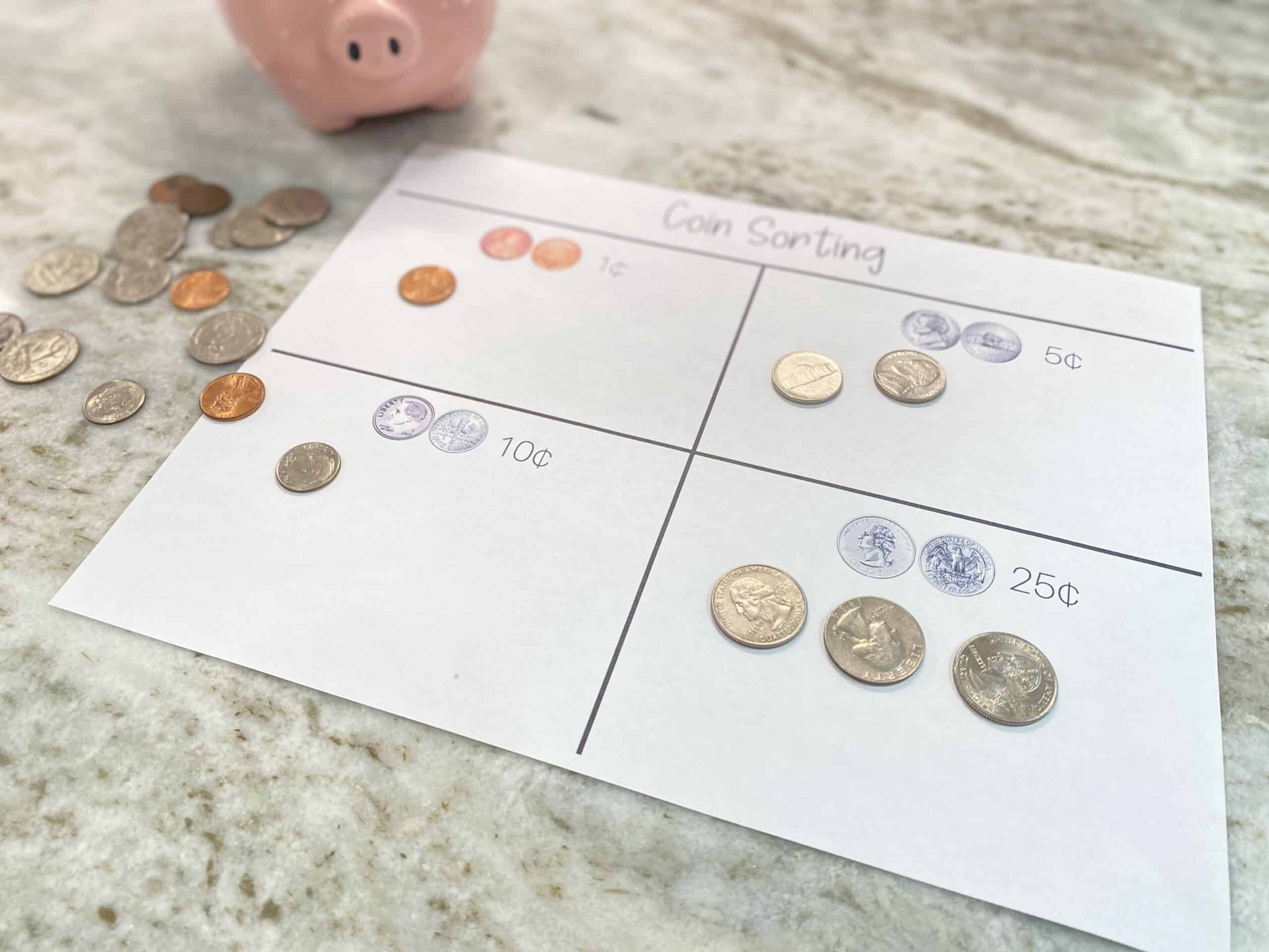 Free Printable Coin Sorting Mat An Educational Preschool Activity Free Printable Coin Sorting Mat An Educational Preschool Activity