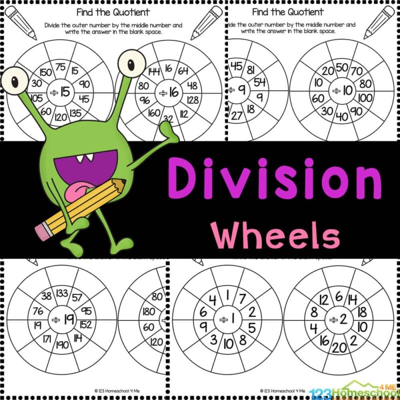 FREE Printable Division Wheels Worksheets Activity