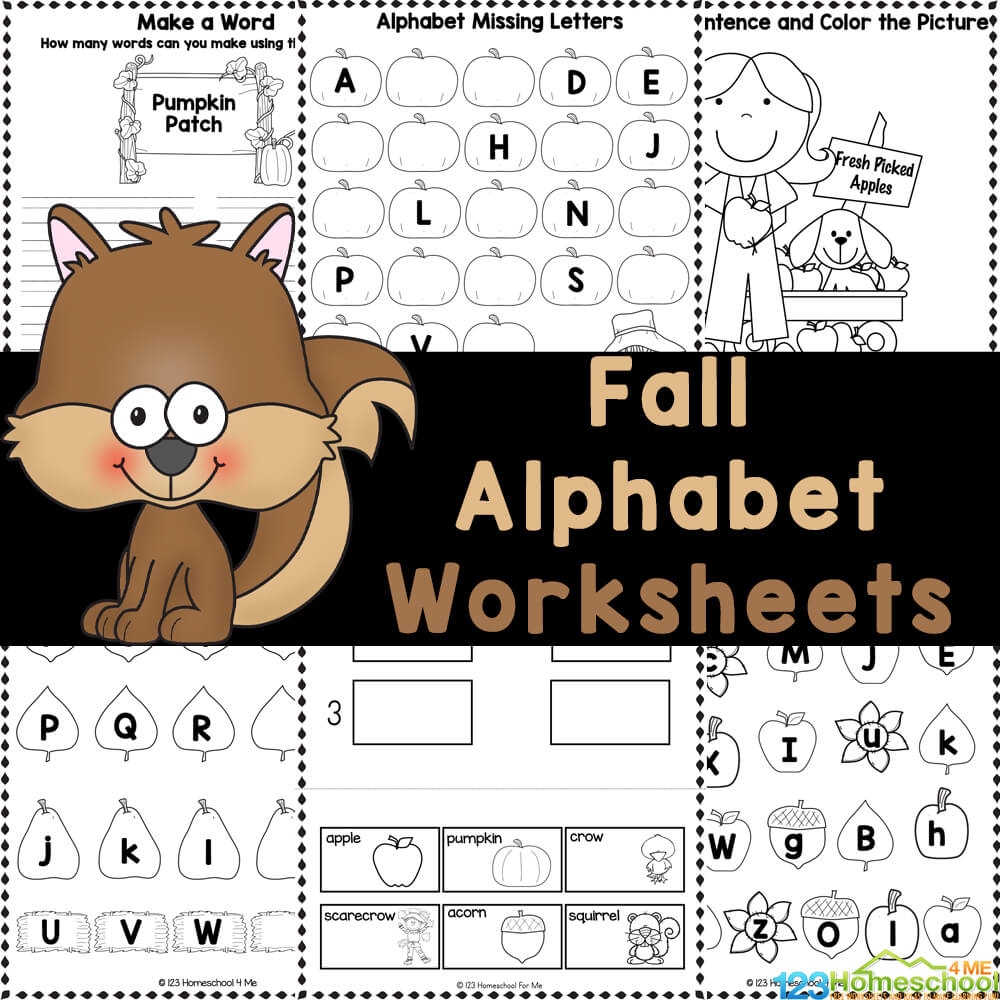 FREE Printable Fall Alphabet Worksheets For Preschool U0026 Kindergarten FREE Printable Fall Alphabet Worksheets For Preschool U0026 Kindergarten