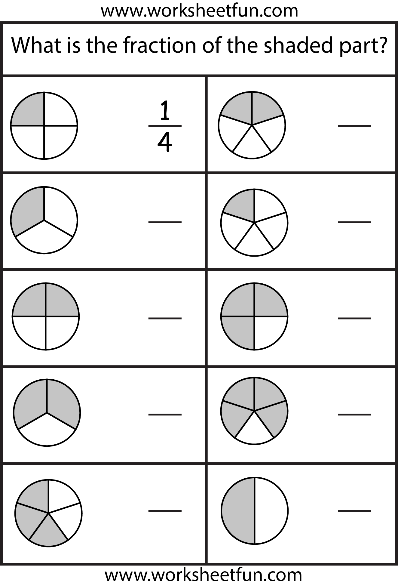 Free Printable Fraction Worksheets For Kids Math Practice Sheets