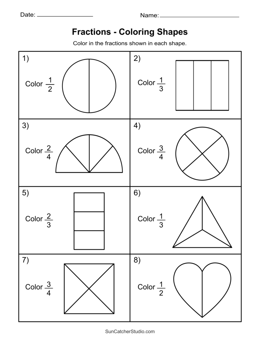 Free Printable Fractions Worksheets Comparing U0026 Identifying