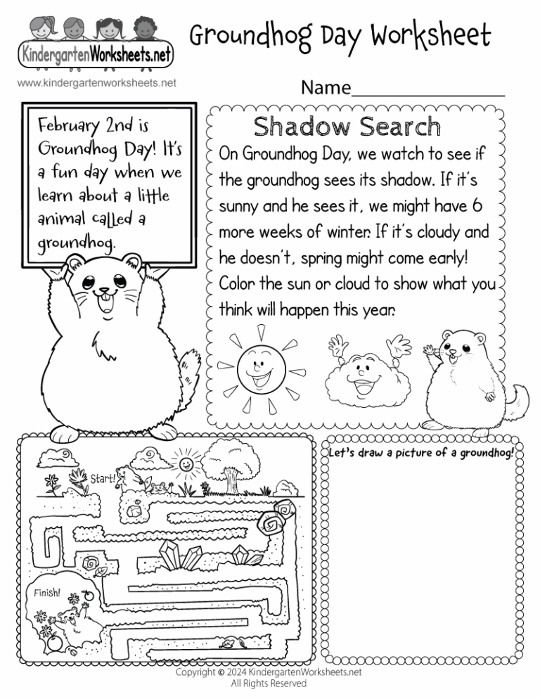 Free Printable Groundhog Day Worksheet