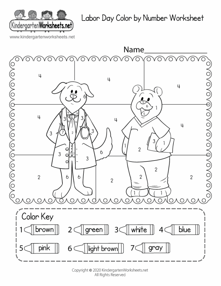 Free Printable Labor Day Color By Number Worksheet