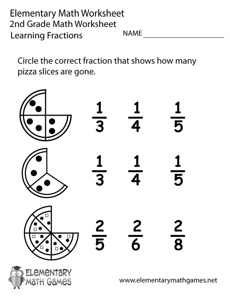 Free Printable Fractions Worksheets