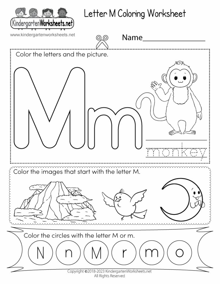Free Printable Letter M Coloring Worksheet