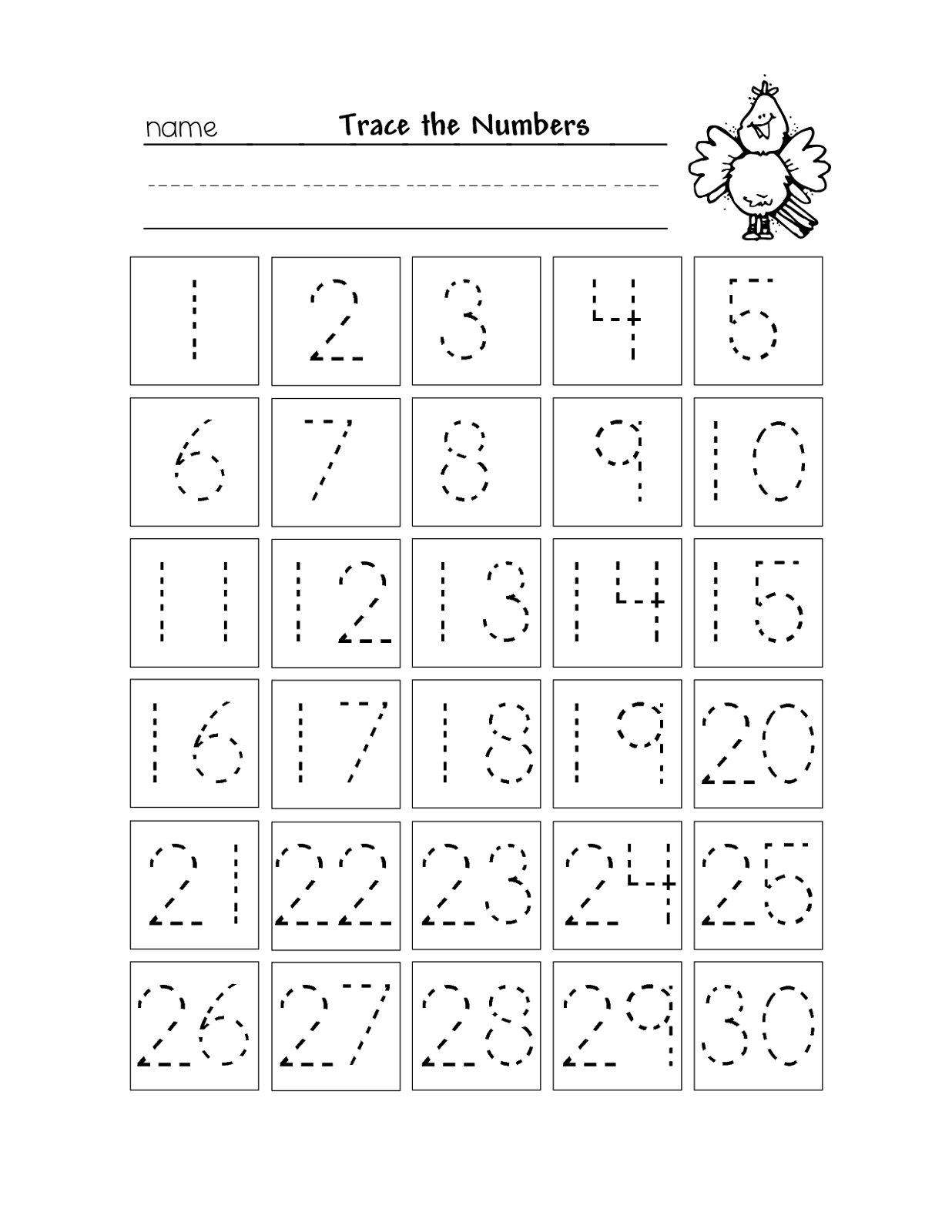 Free Printable Counting Worksheets 1-30