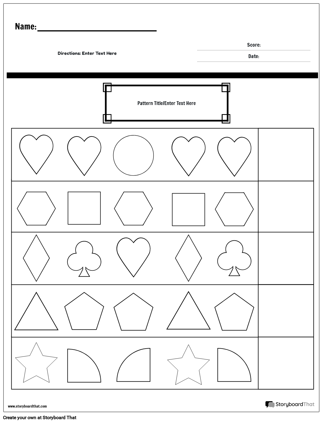 Free Printable Pattern Worksheets And Customize Templates