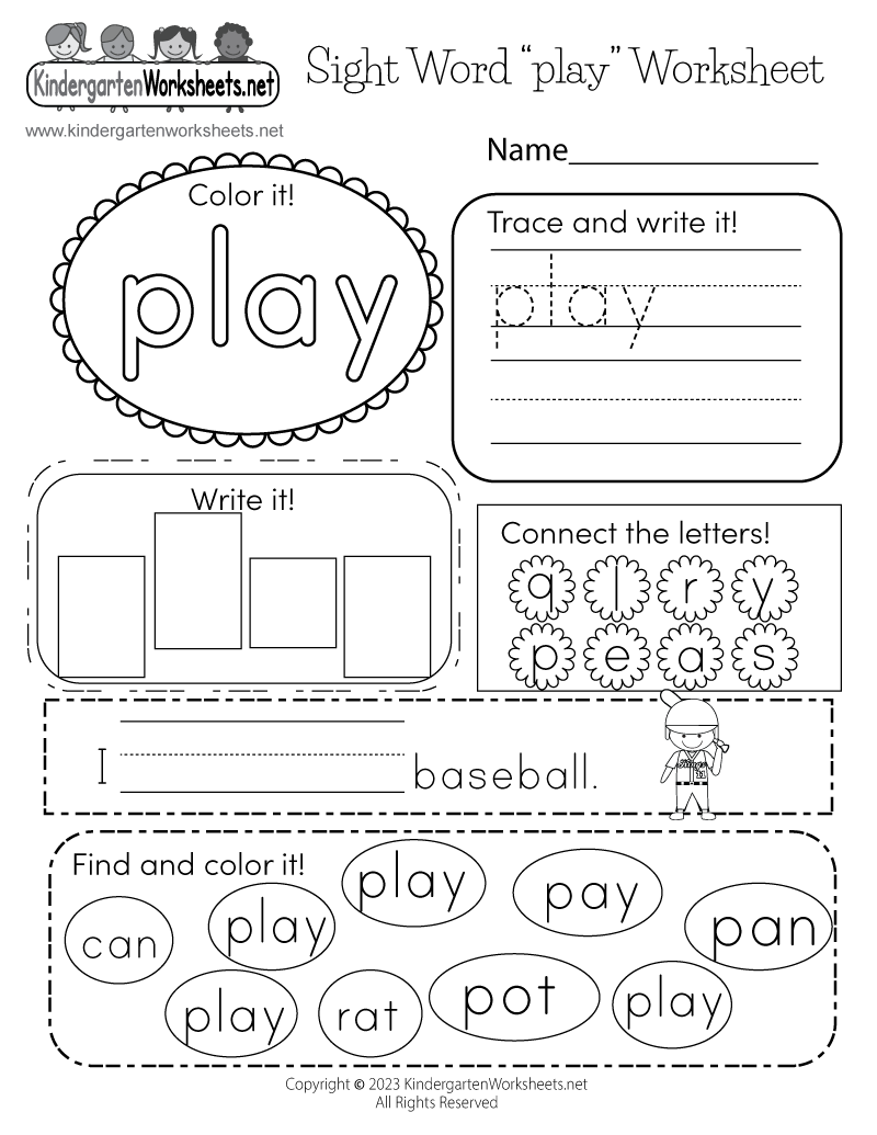 Free Customizable Kindergarten Sight Words Worksheets