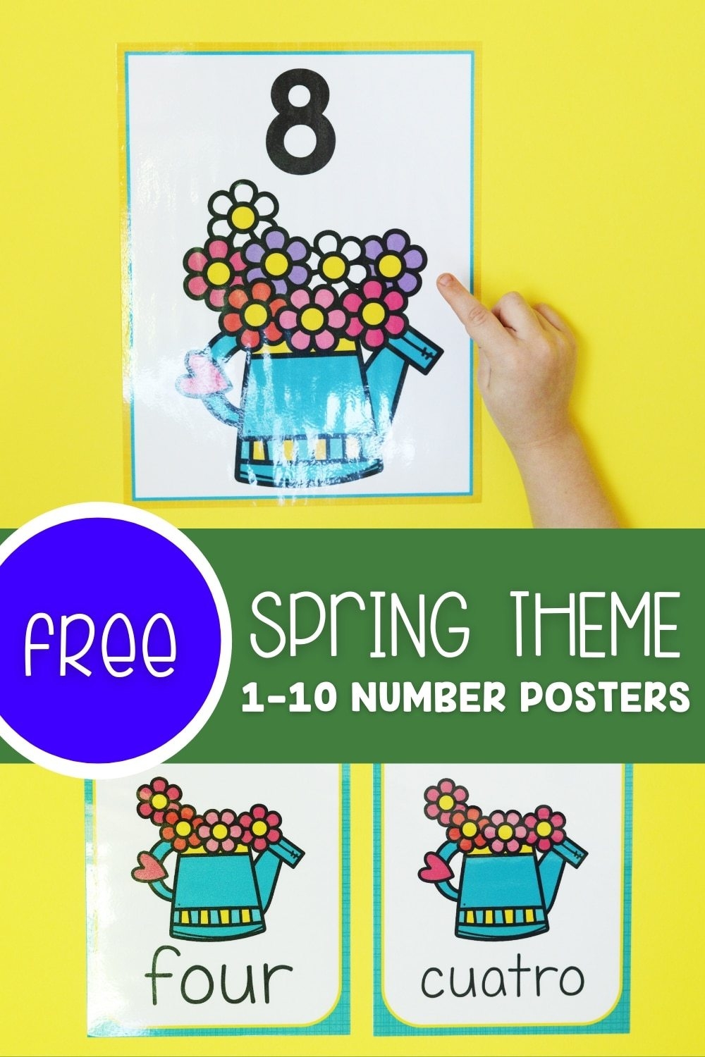 Free Printable Spring Theme Number Posters For 1 10