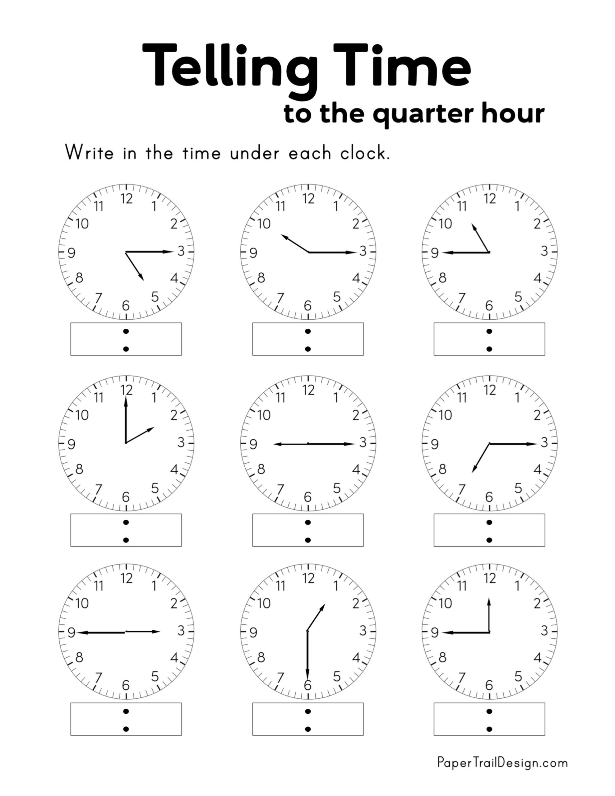 Free Printable Telling Time Worksheets Paper Trail Design Free Printable Telling Time Worksheets Paper Trail Design