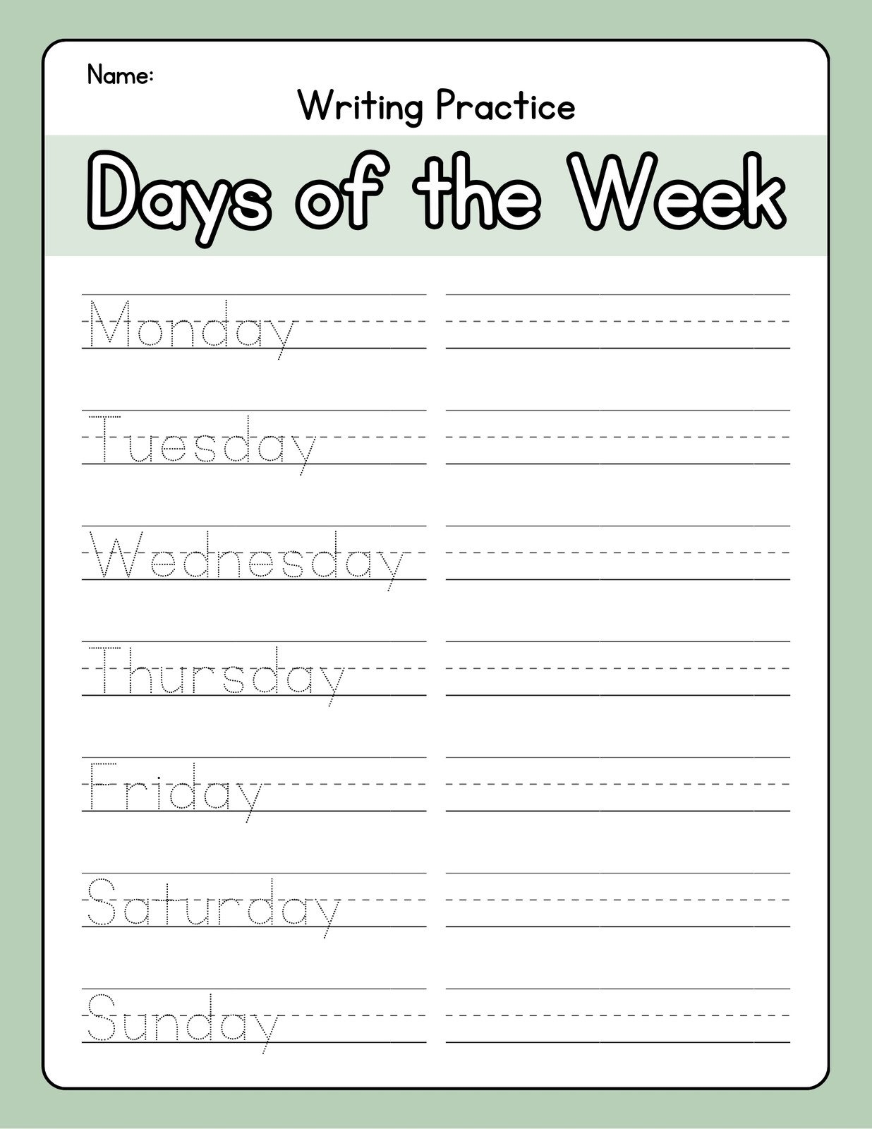 Free Spelling Printable Worksheets