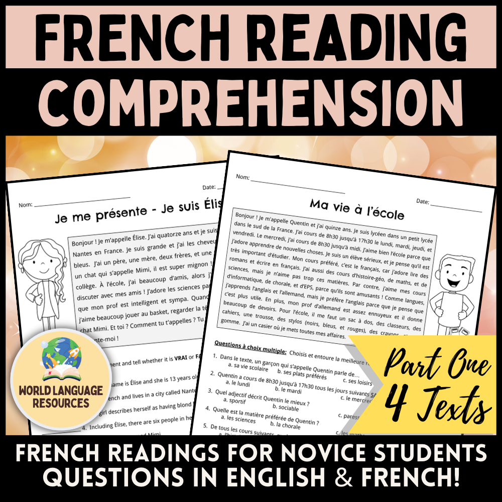 French Reading Comprehension Worksheets Grade 9 French Reading Comprehension Worksheets Grade 9