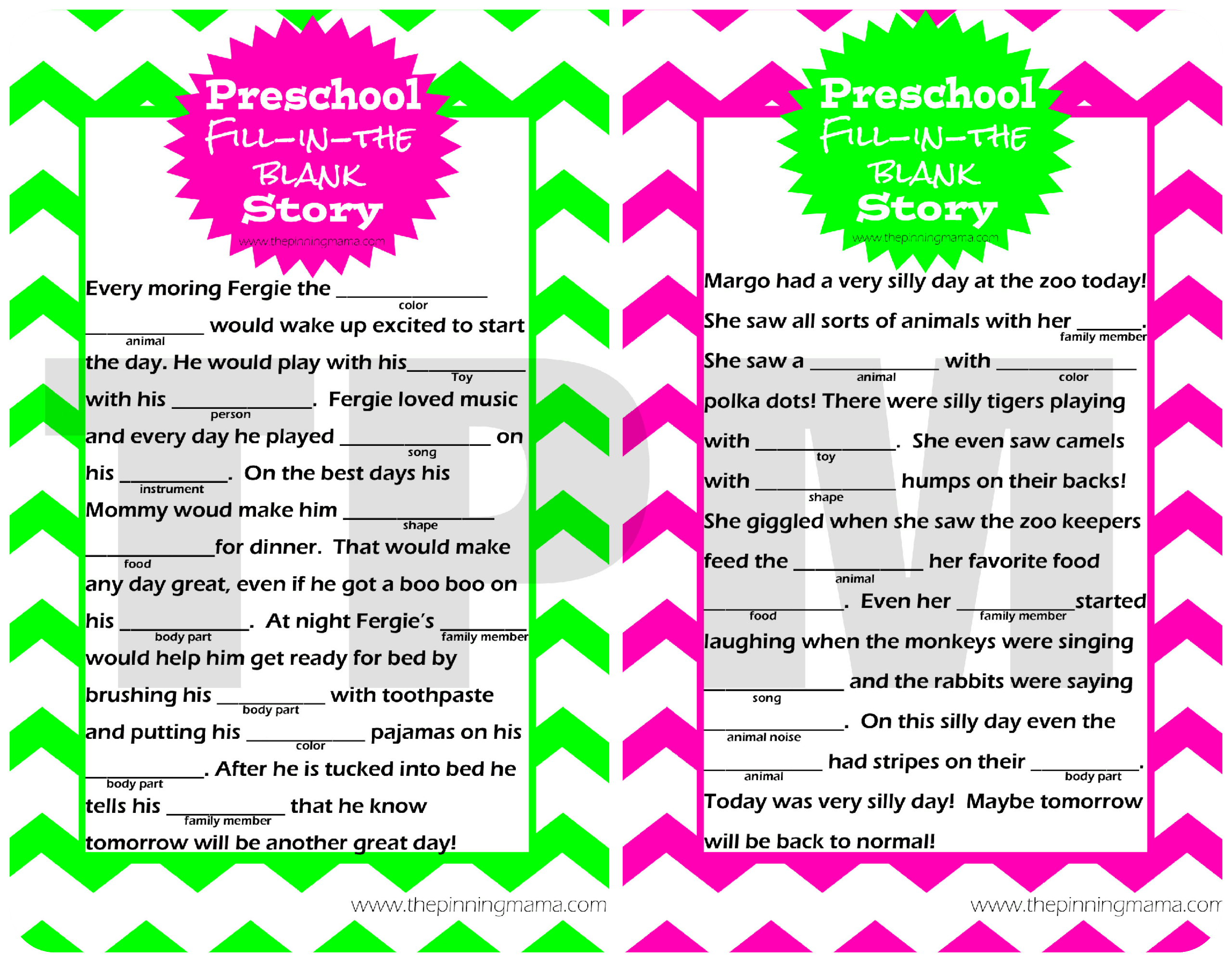 Fun Activities For Preschoolers Mad Libs Style Story For 