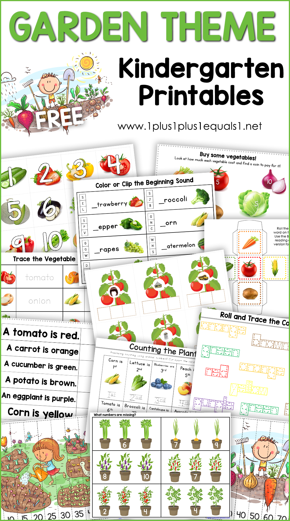 Garden Theme Kindergarten Printables 1 1 1u003d1