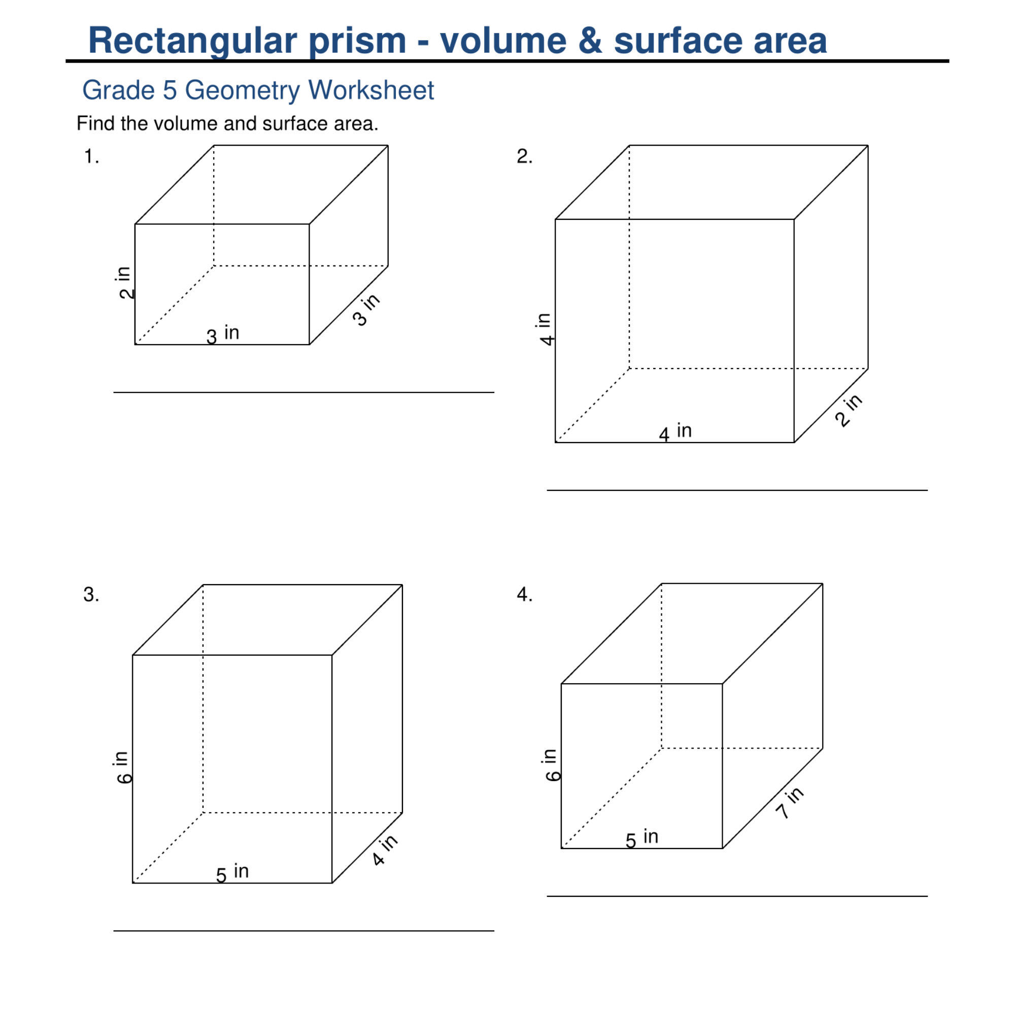 Geometry Rectangular Prisms Volume And Surface Area Worksheets Made By Teachers