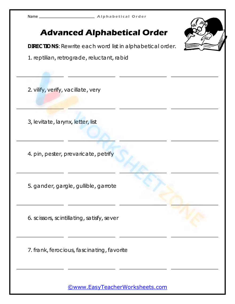 Grade 1 Alphabetical Order Worksheets 2025