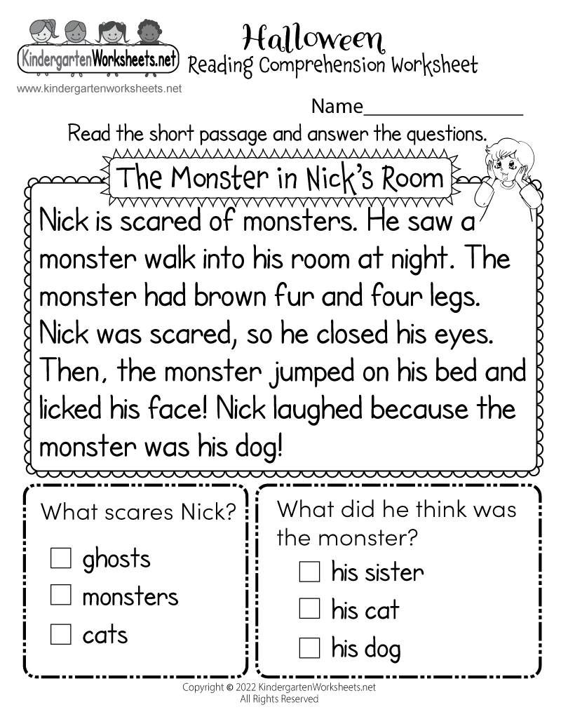 Halloween Reading Comprehension Worksheet Free Printable Worksheets Library