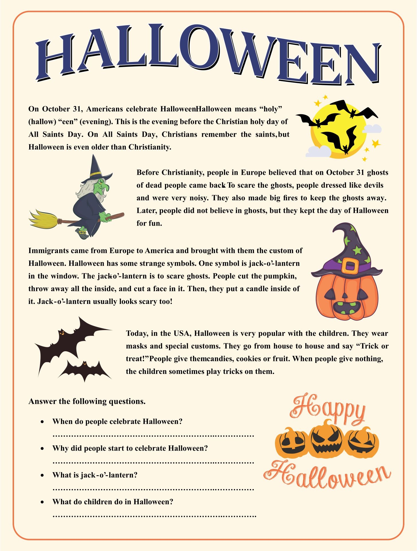 Free Printable Halloween Stories For Preschoolers