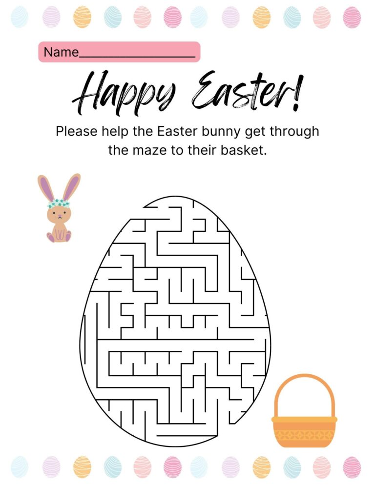 Happy Easter Bunny Maze Worksheet