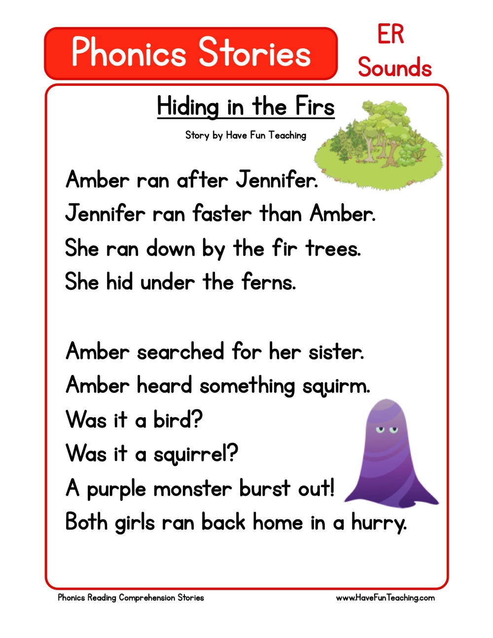 Free Printable Er Sound Worksheets