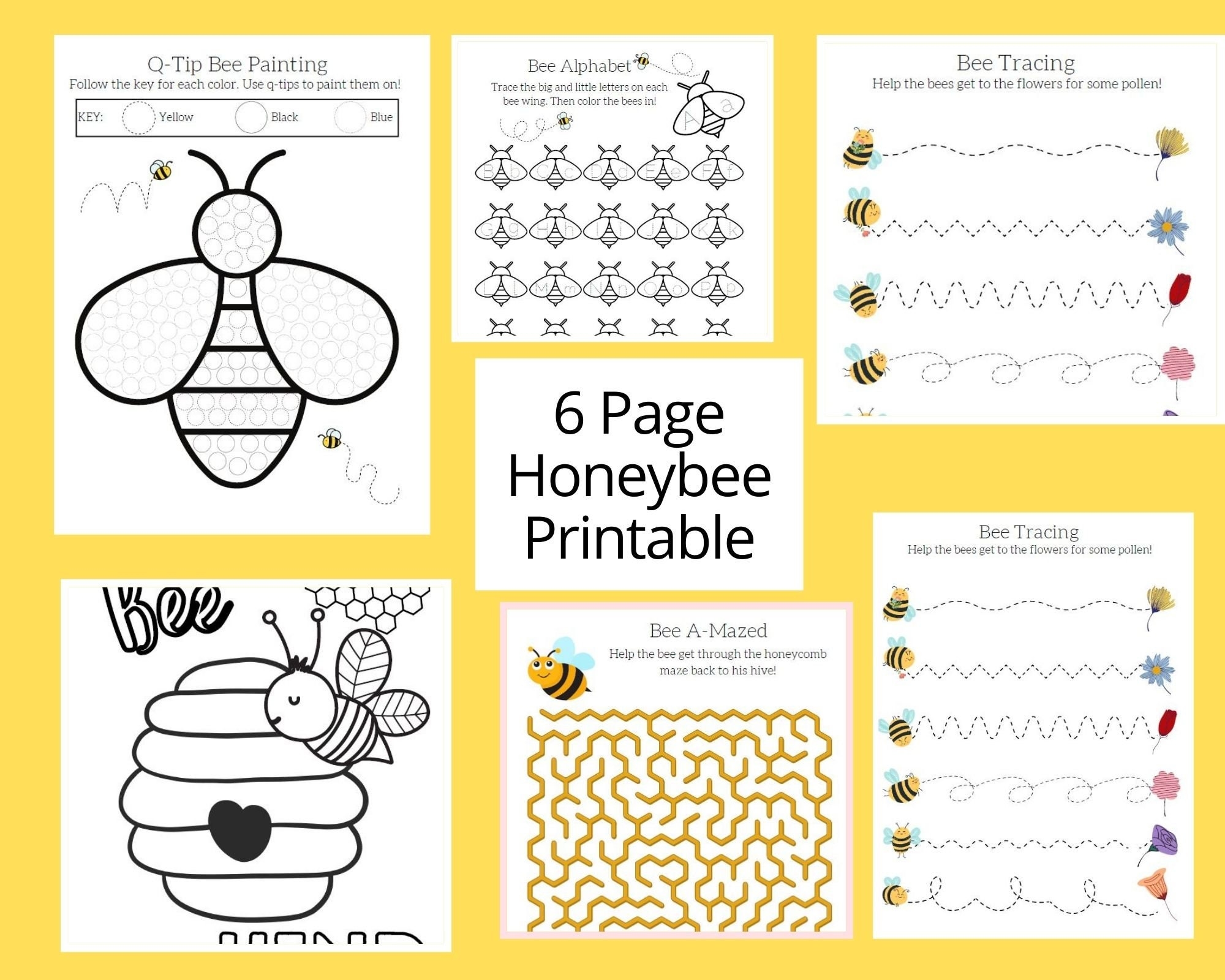 Honey Bee Printable Worksheets Worksheets For Preschool Kindergarten 1st Grade Bee Activity Printable Bee Printable Bee Coloring Pages