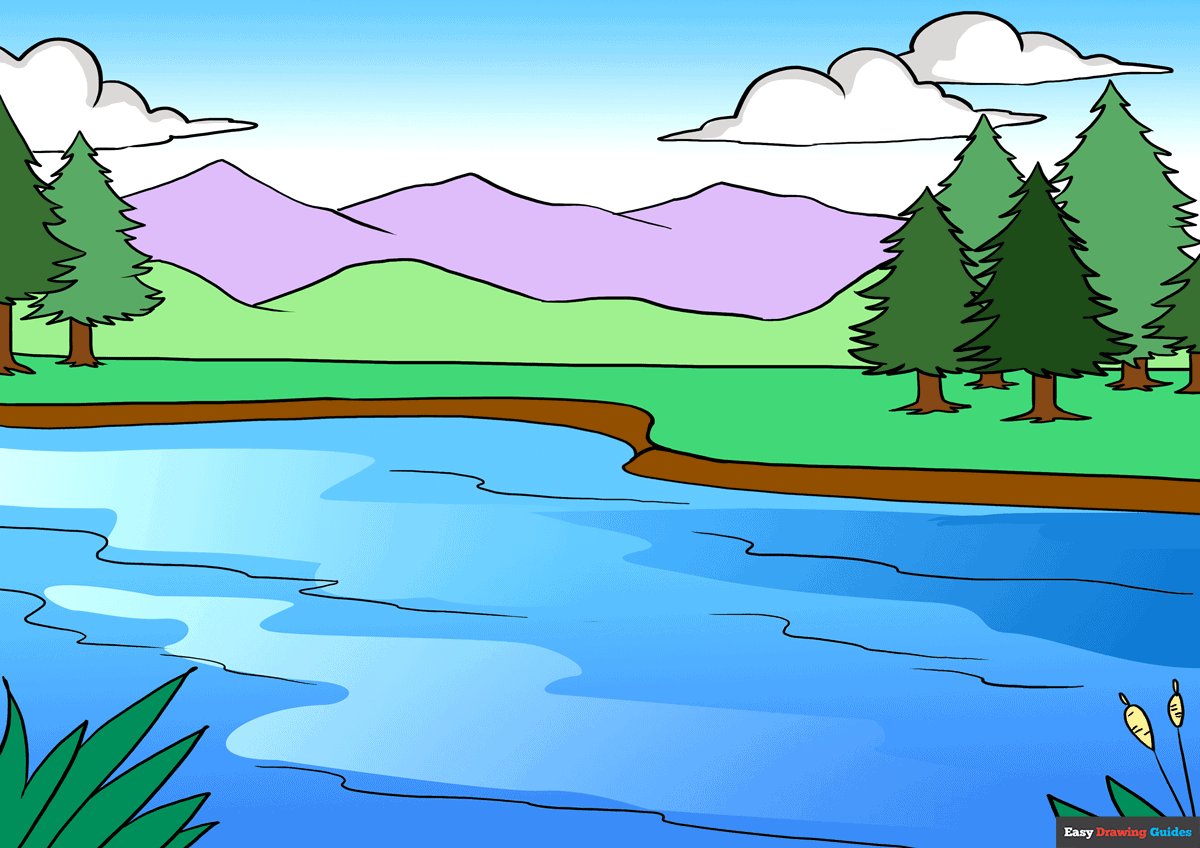 How To Draw A Lake Really Easy Drawing Tutorial