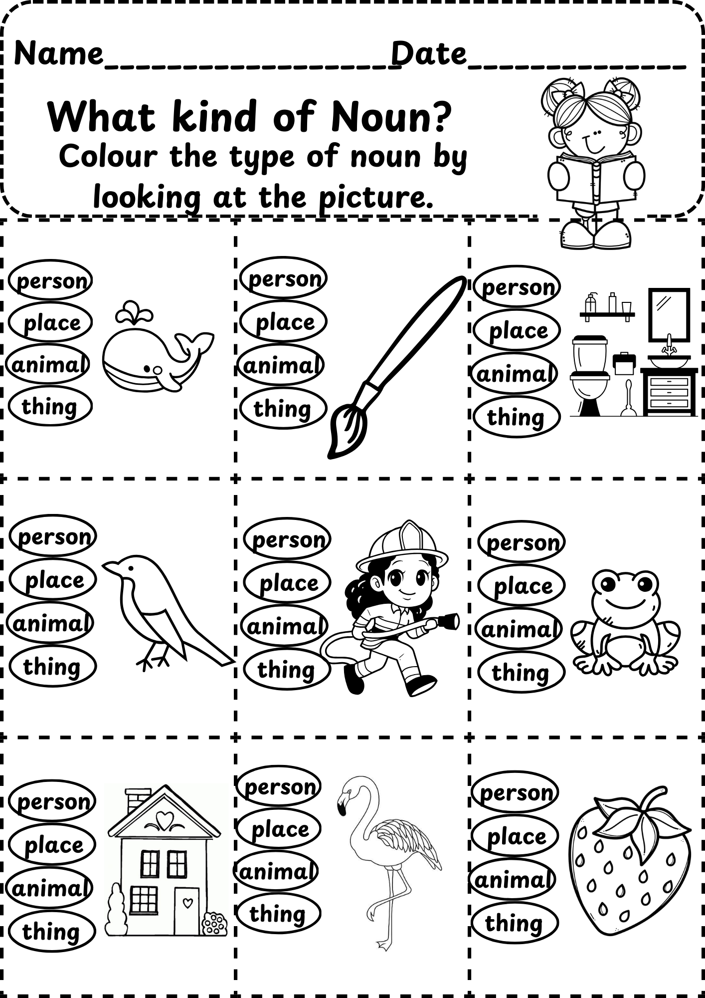 Kindergarten Nouns Worksheets Free