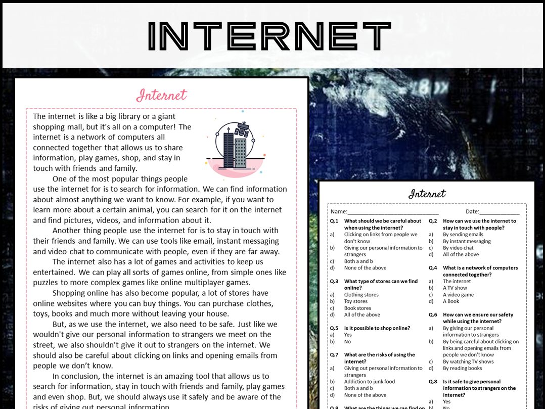 Internet Reading Comprehension Passage And Questions PDF 