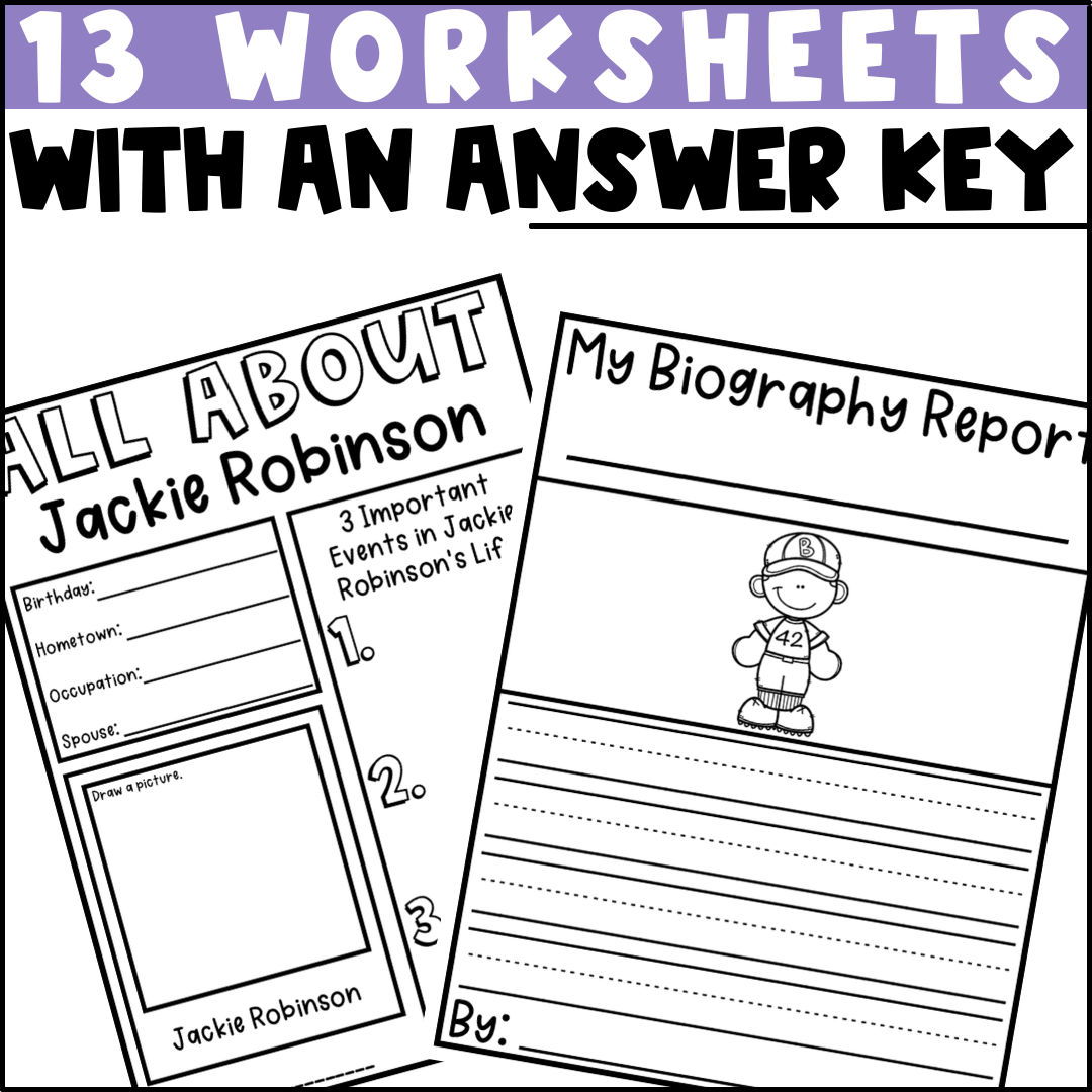 Jackie Robinson Biography Activities Flip Book And Report Black 
