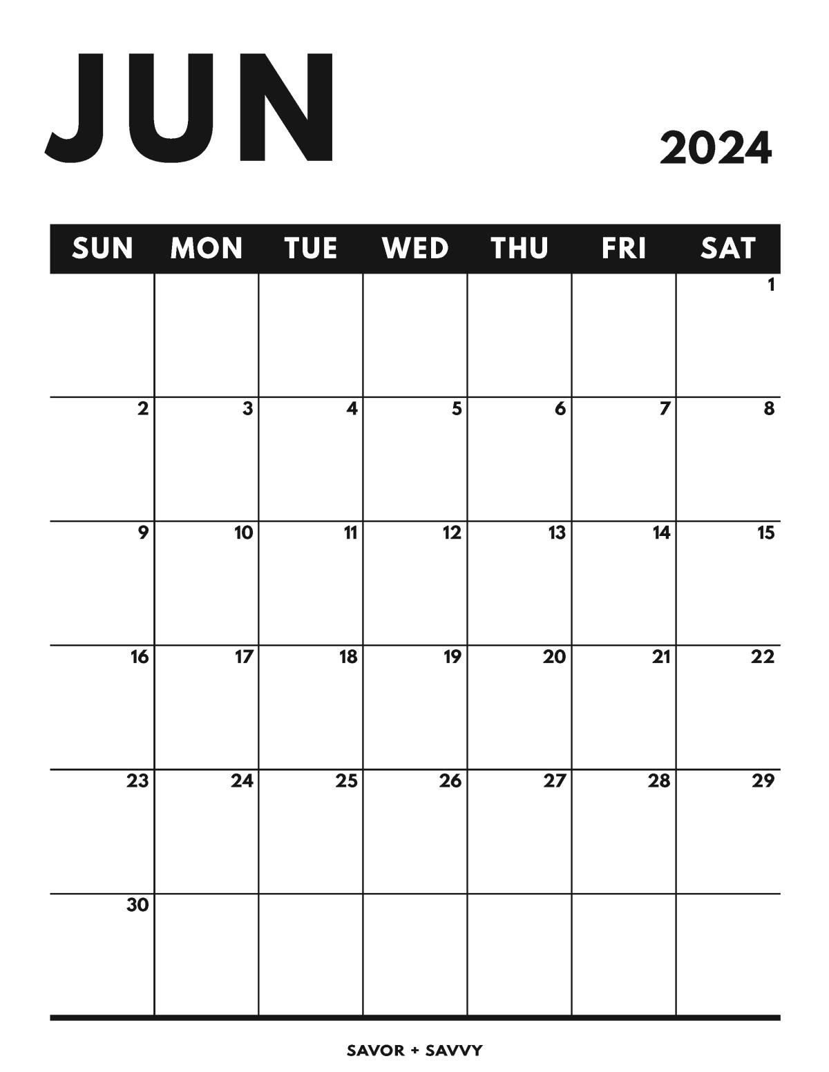 Free Printable June 2019 Calendar Worksheets