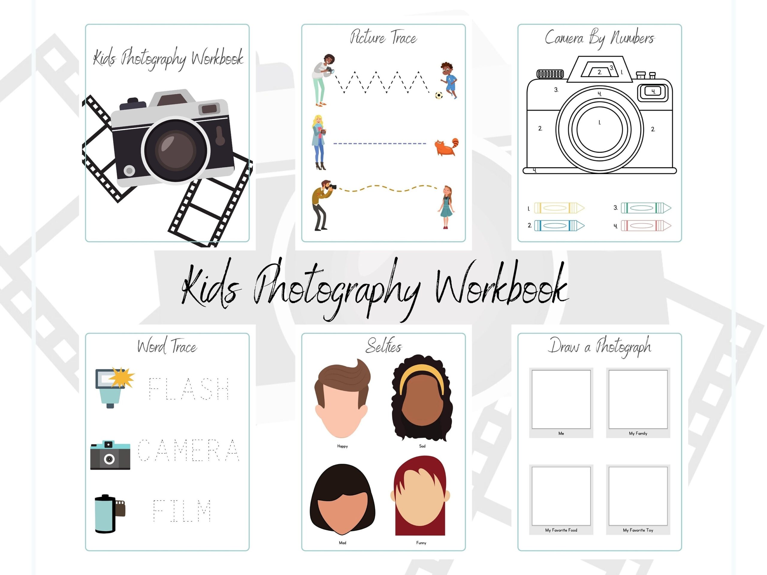 Kids Photography And Camera Worksheets Ages 4 9 Preschool Kindergarten Elementary Age Workbook Spinning Wheel U0026 Camera With Film Activity Etsy