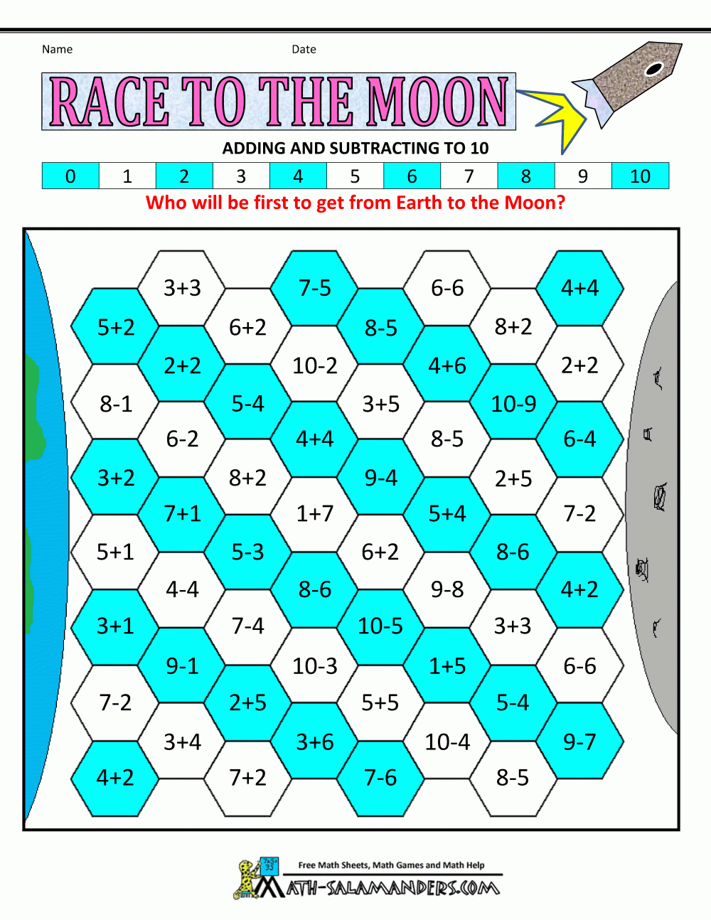 Kindergarten Math Game Worksheets