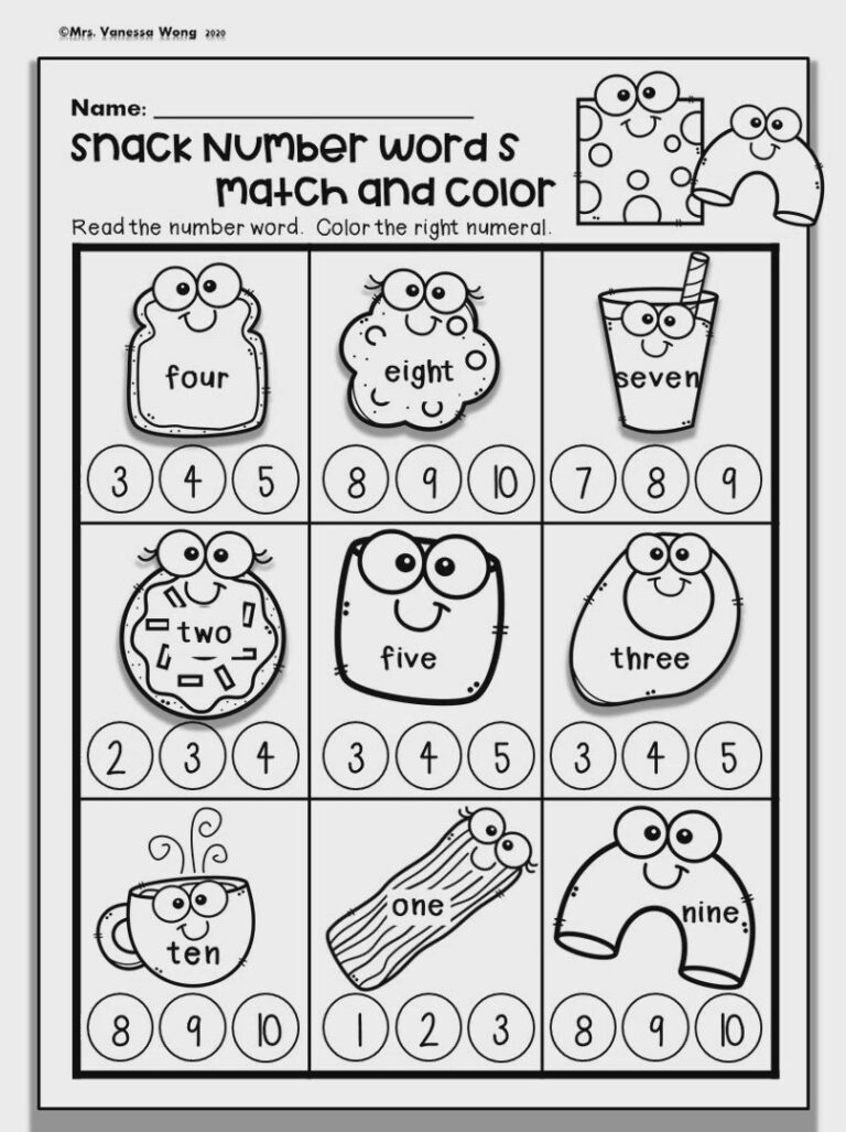 Kindergarten Math Worksheets Numbers 1 10 Number Words Distance Learning