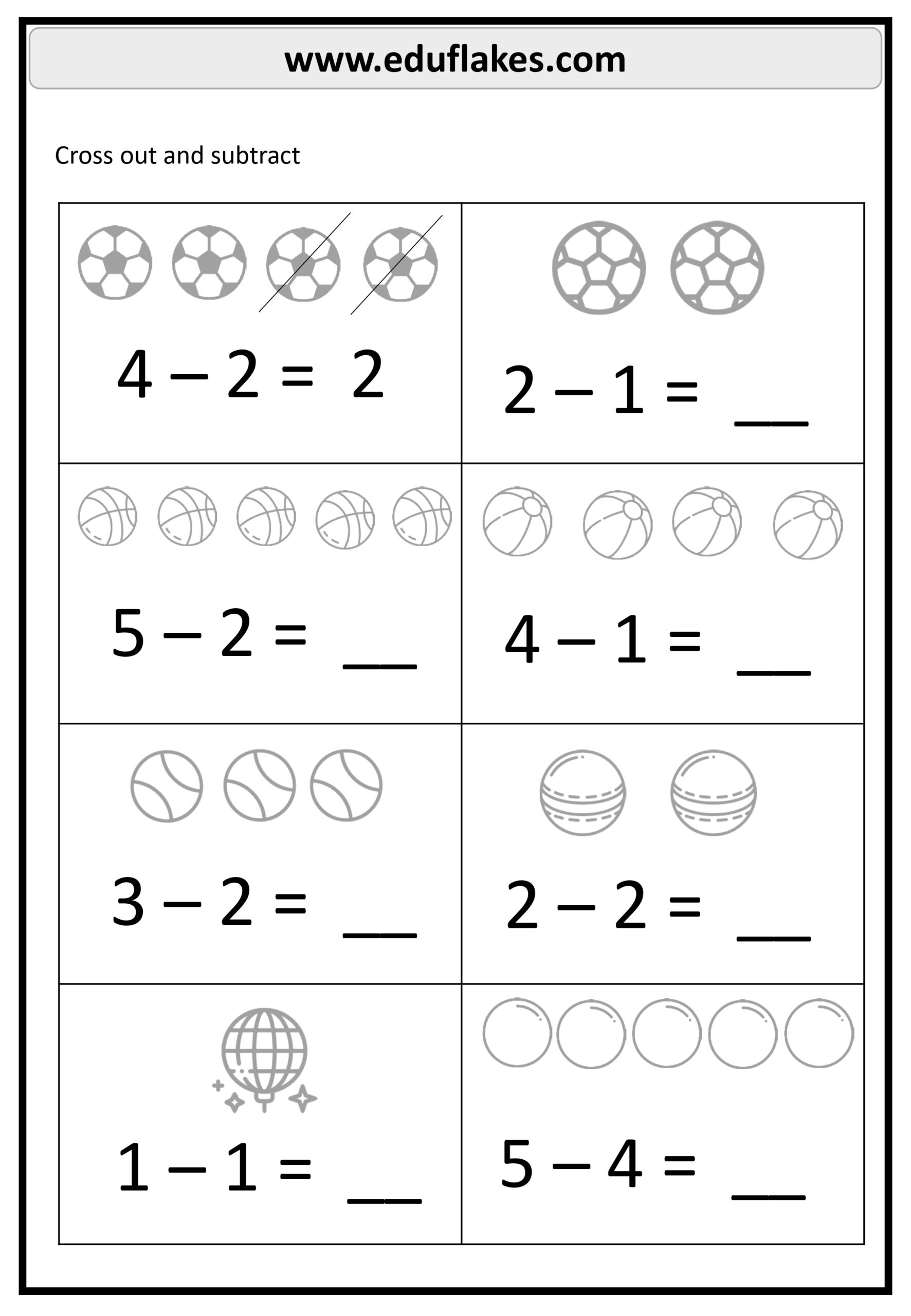 Kindergarten Subtraction Worksheet Printables Free PDF Eduflakes