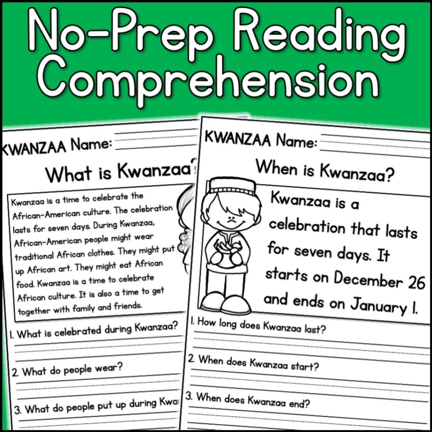 Kwanzaa Holidays Reading Comprehension Passages K 2 Made By Teachers